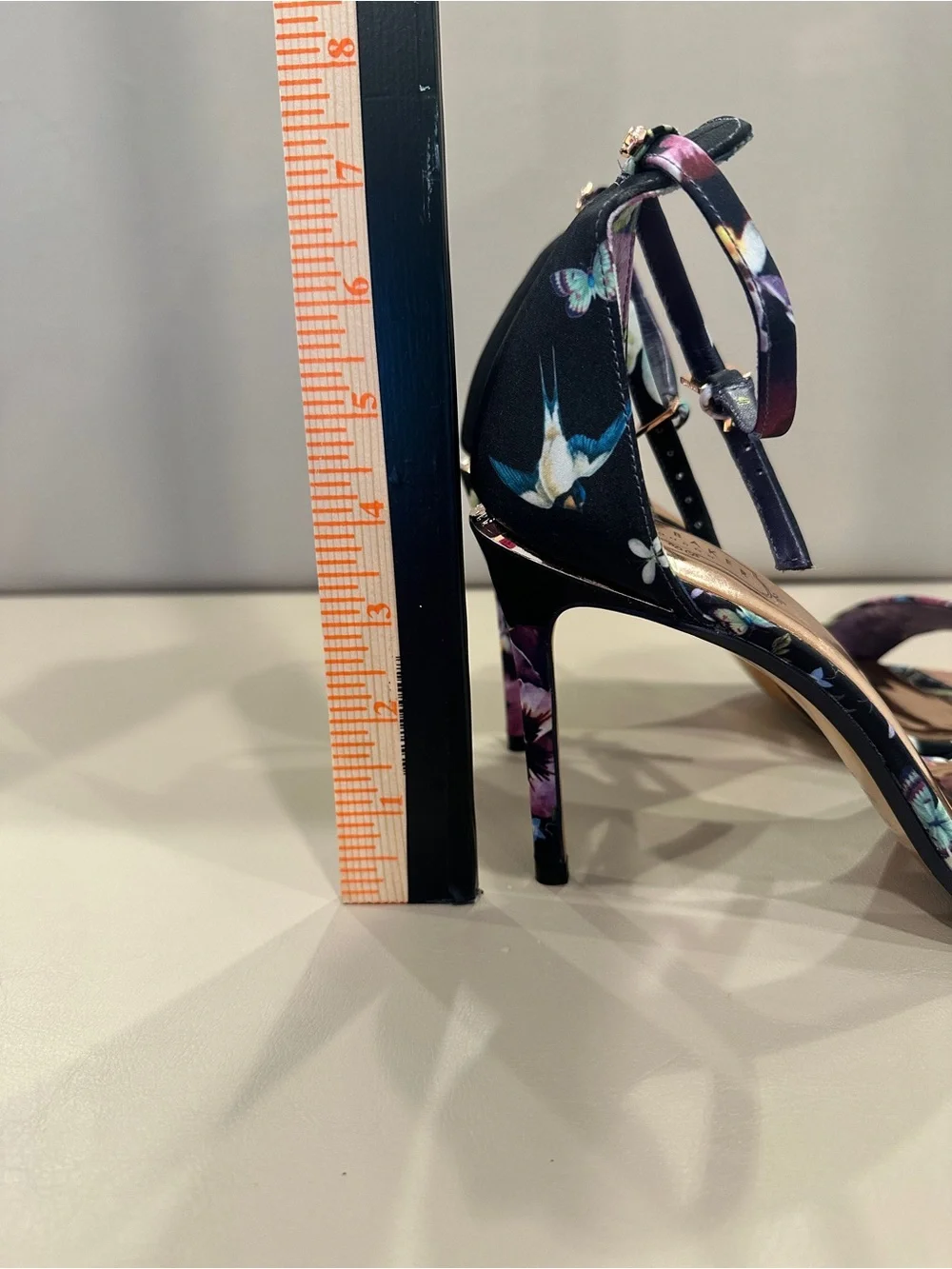 Ted Baker London Purple Floral Ankle-Strap Stiletto Heels - Picture 9 of 10